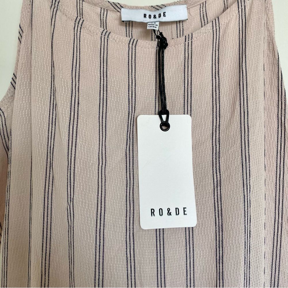 NWT Anthropologie Ro & De Tank Top Pale Pink Striped Ruffle Strap Blouse Size XS - Picture 8 of 12